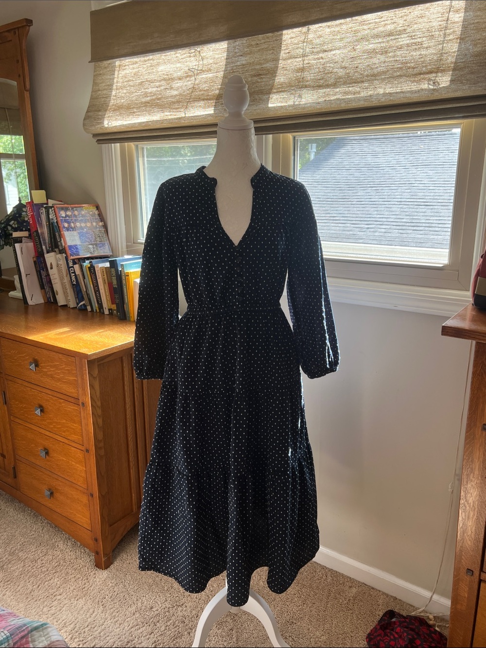 Madewell Black Polka Dot Midi Dress